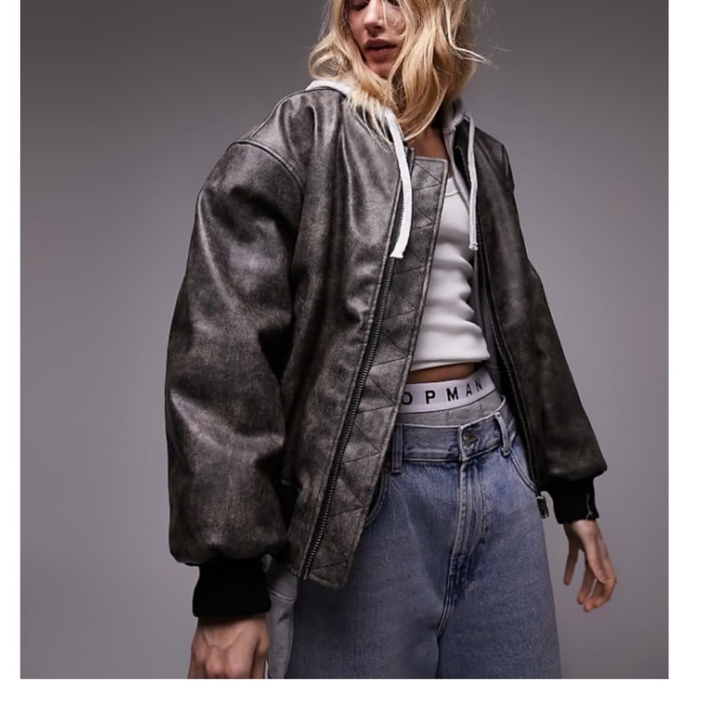 Topshop Charcoal Bomber Jacket